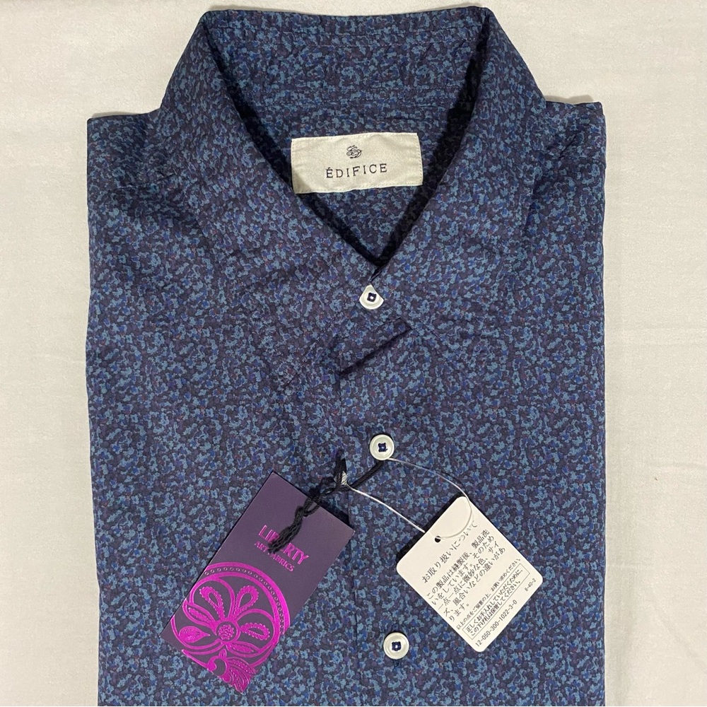 EDIFICE JAPAN x Liberty men's navy Liberty print cotton shirt, XS